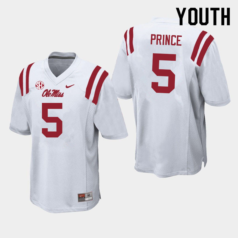 Youth #5 Deantre Prince Ole Miss Rebels College Football Jerseys Sale-White